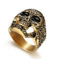Custom hochwertige heiße Verkauf exquisiter Schmuckmodische Männer Antiquitäten Goldbeschichtung Schädel Ring